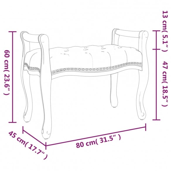 Banc Gris foncé 80x45x60 cm Velours