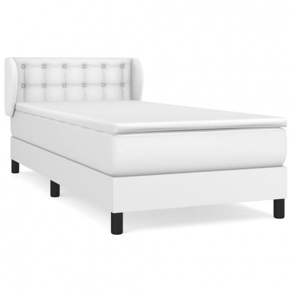 Cadre de lit avec matelas Blanc 100x200cm Similicuir