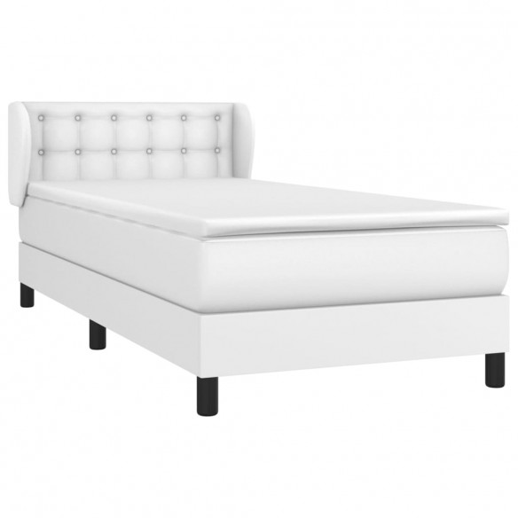 Cadre de lit avec matelas Blanc 100x200cm Similicuir