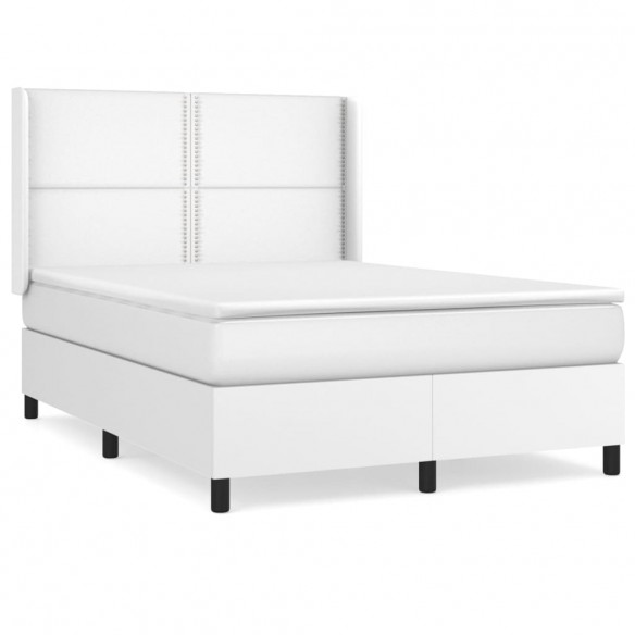 Cadre de lit avec matelas Blanc 140x200cm Similicuir