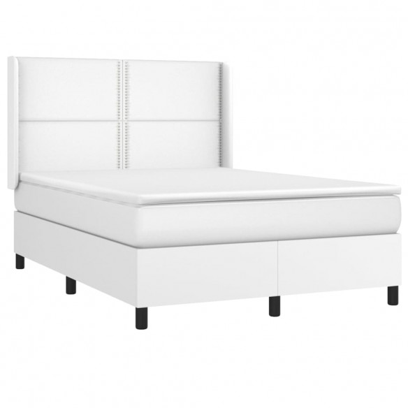 Cadre de lit avec matelas Blanc 140x200cm Similicuir