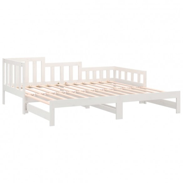 Lit coulissant Blanc 2x(90x200) cm Bois de pin massif