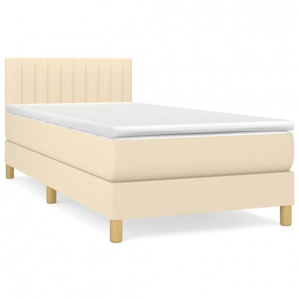 Cadre de lit avec matelas Crème 80x200 cm Tissu