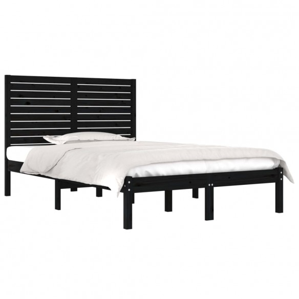 Cadre de lit Noir Bois massif 135x190 cm Double