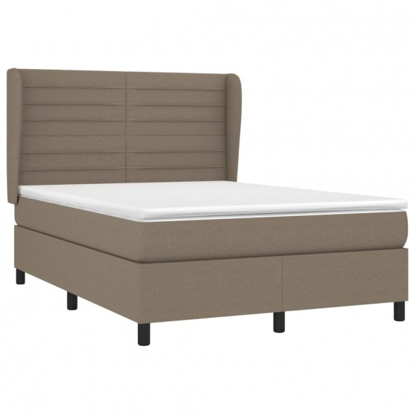 Cadre de lit avec matelas Taupe 140x200 cm Tissu