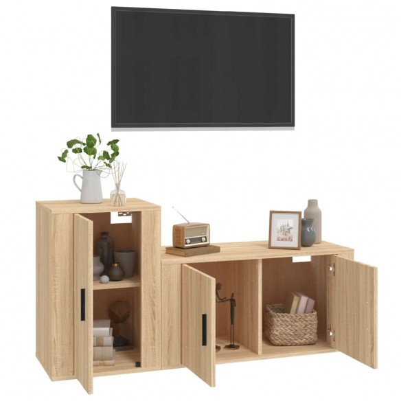 Ensemble de meubles TV 2 pcs chêne sonoma bois d'ingénierie