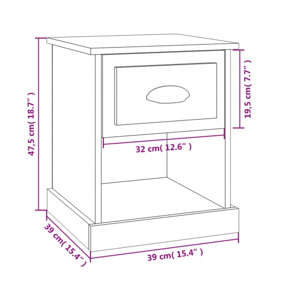 Table de chevet chêne sonoma 39x39x47,5 cm bois d'ingénierie