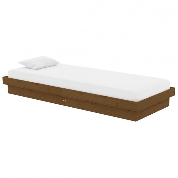 Cadre de lit Marron miel Bois massif 75x190 cm Petit simple