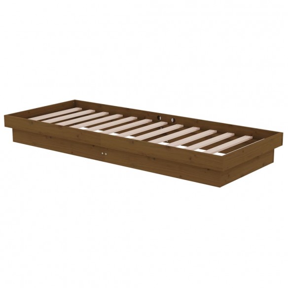 Cadre de lit Marron miel Bois massif 75x190 cm Petit simple