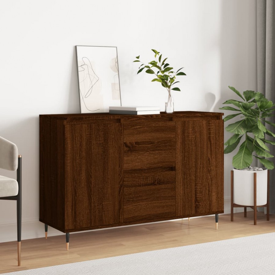 Buffet chêne marron 104x35x70 cm bois d'ingénierie