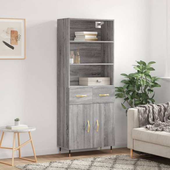 Buffet haut Sonoma gris 69,5x34x180 cm Bois d'ingénierie