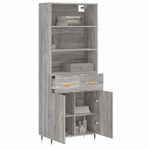 Buffet haut Sonoma gris 69,5x34x180 cm Bois d'ingénierie