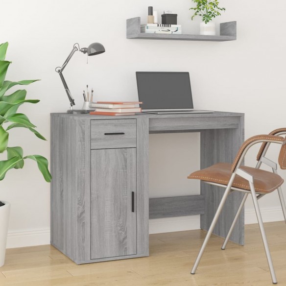 Bureau avec armoire sonoma gris bois d'ingénierie