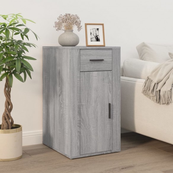 Bureau avec armoire sonoma gris bois d'ingénierie