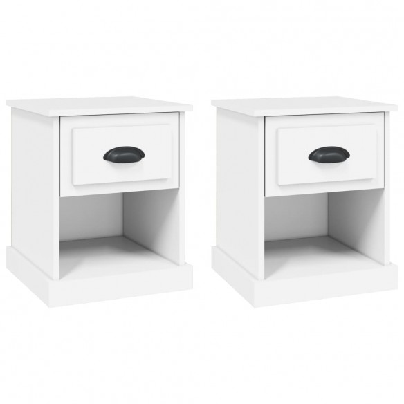 Tables de chevet 2 pcs blanc 39x39x47,5 cm bois d'ingénierie