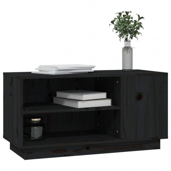 Meuble TV Noir 80x35x40,5 cm Bois de pin massif