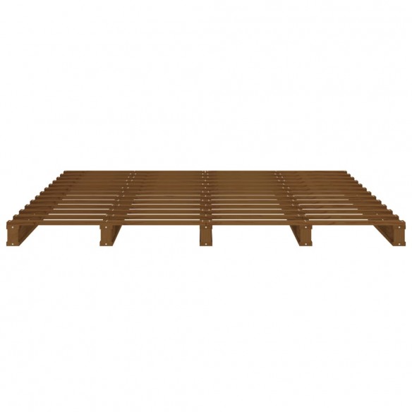 Cadre de lit Marron miel 150x200 cm Bois pin massif Très grand