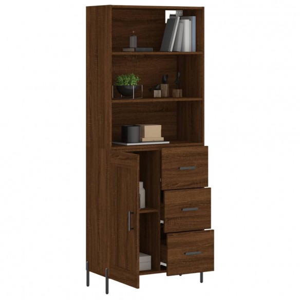 Buffet haut Chêne marron 69,5x34x180 cm Bois d'ingénierie