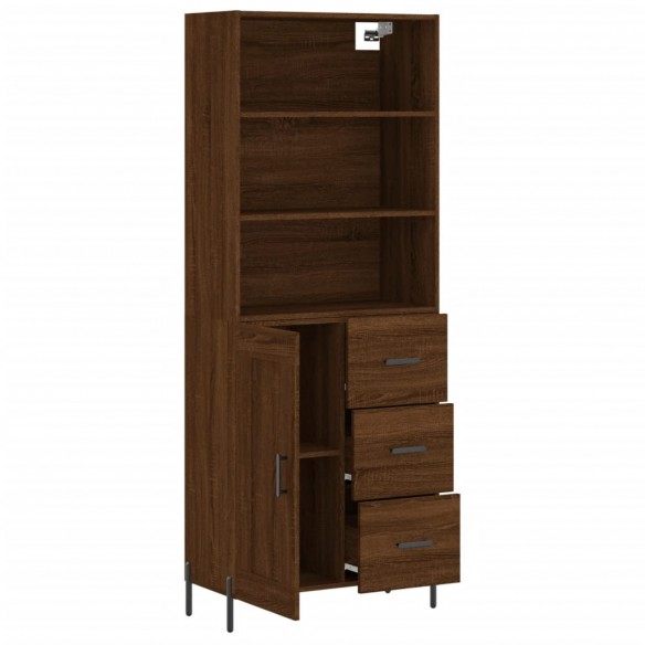 Buffet haut Chêne marron 69,5x34x180 cm Bois d'ingénierie