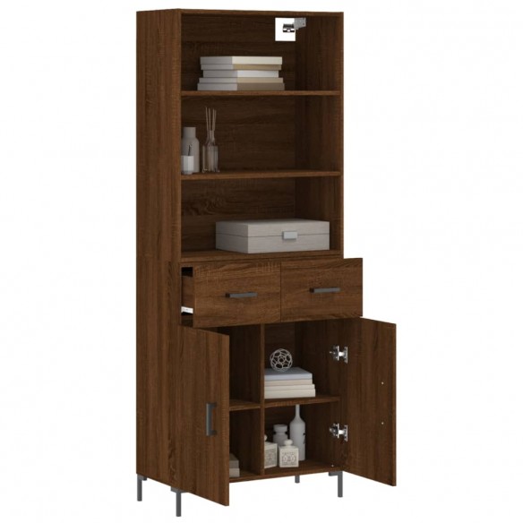 Buffet haut Chêne marron 69,5x34x180 cm Bois d'ingénierie