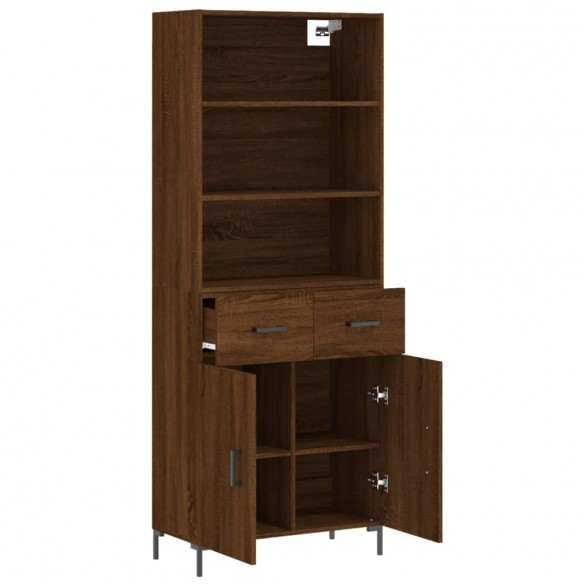 Buffet haut Chêne marron 69,5x34x180 cm Bois d'ingénierie