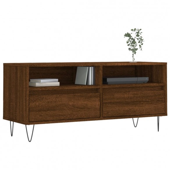 Meuble TV chêne marron 100x34,5x44,5 cm bois d'ingénierie