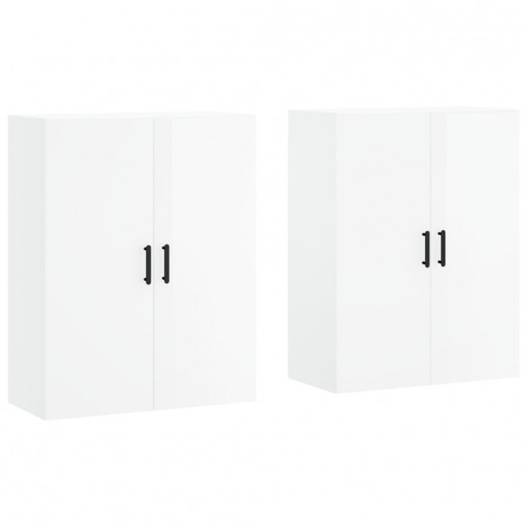 Armoires murales 2 pcs blanc brillant 69,5x34x90 cm