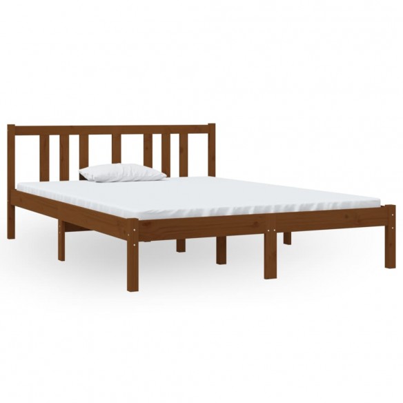 Cadre de lit Marron miel Bois massif 135x190 cm Double