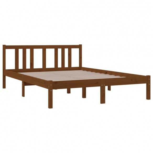 Cadre de lit Marron miel Bois massif 135x190 cm Double