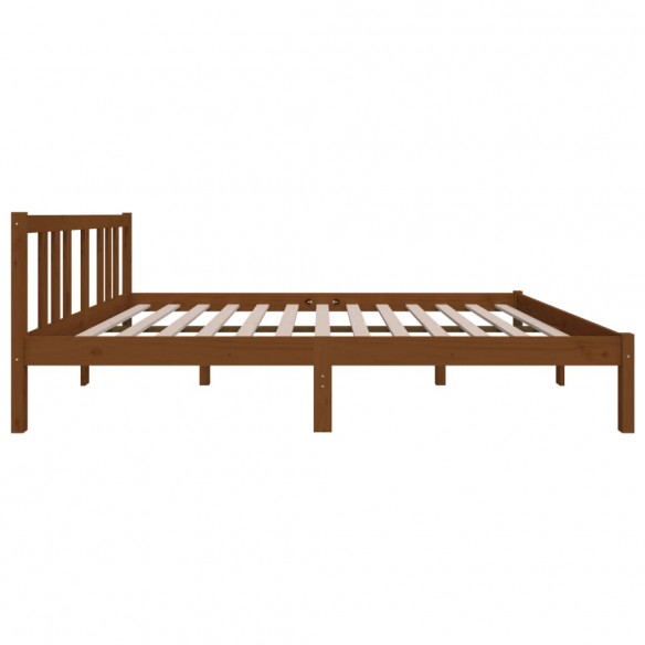 Cadre de lit Marron miel Bois massif 135x190 cm Double