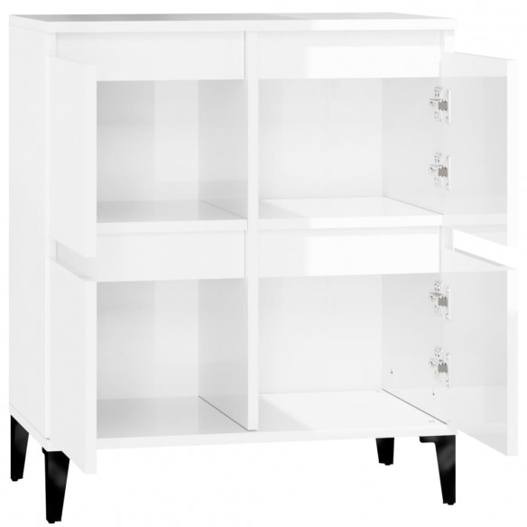 Buffet Blanc brillant 60x35x70 cm Bois d'ingénierie