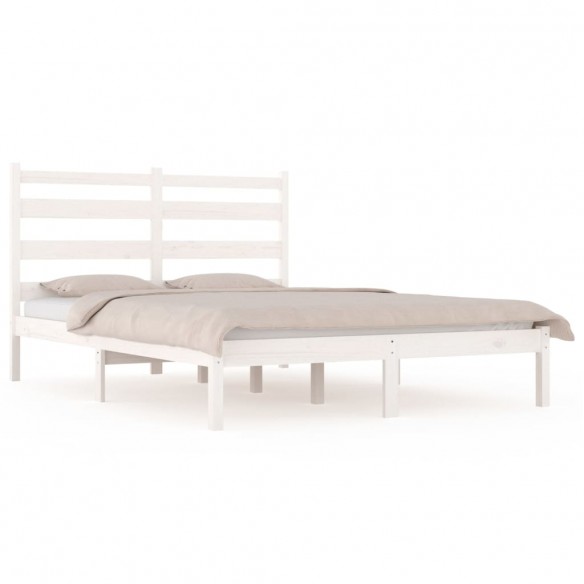 Cadre de lit Blanc Bois de pin massif 135x190 cm Double