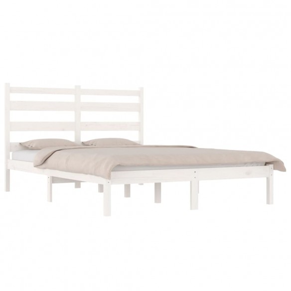 Cadre de lit Blanc Bois de pin massif 135x190 cm Double