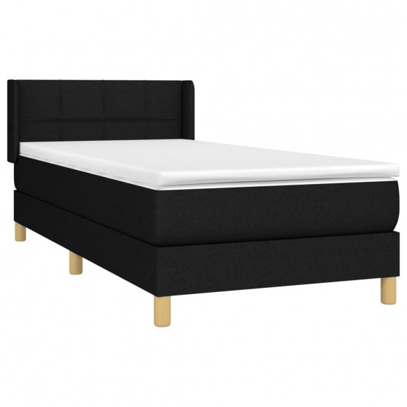 Cadre de lit et matelas Noir 80x200 cm Tissu