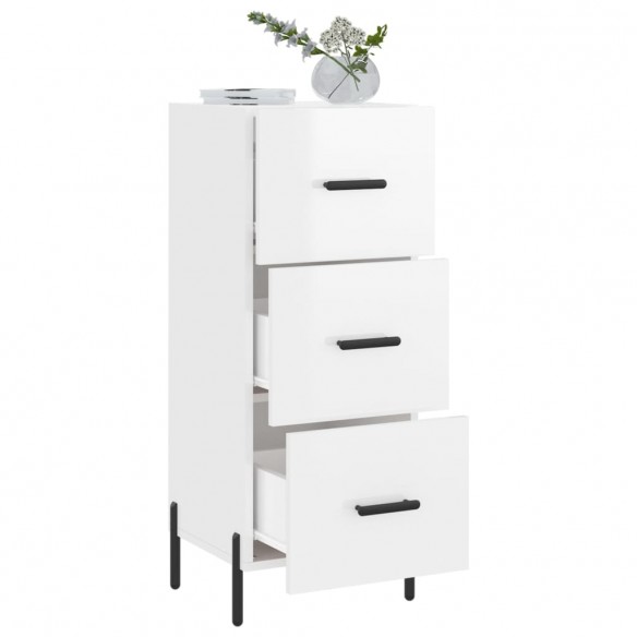 Buffet Blanc brillant 34,5x34x90 cm Bois d'ingénierie