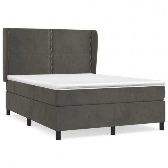 Cadre de lit et matelas Gris foncé 140x190cm Velours