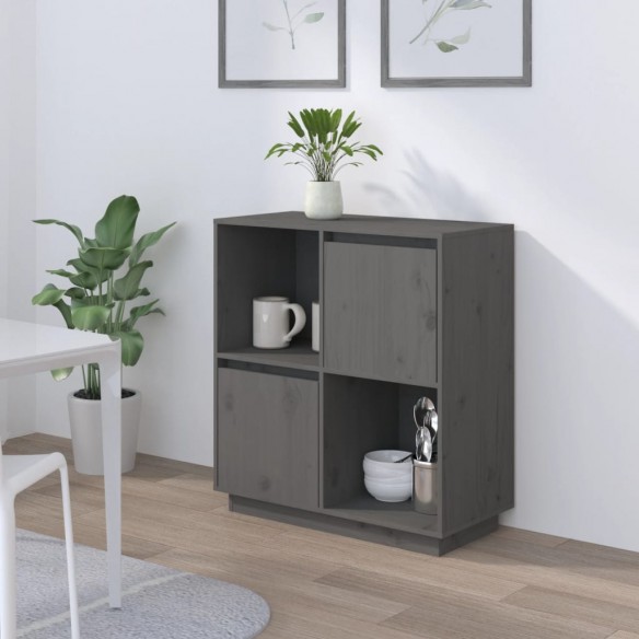 Buffet Gris 74x35x80 cm Bois massif de pin