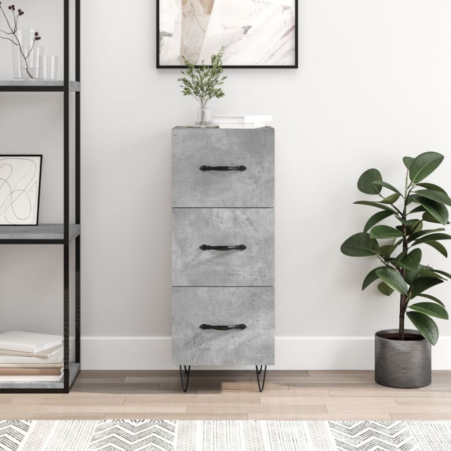 Buffet Gris béton 34,5x34x90 cm Bois d'ingénierie