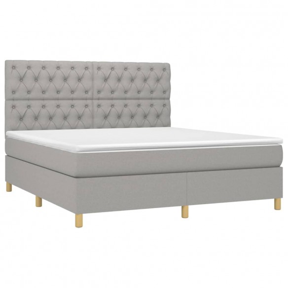 Cadre de lit matelas et LED Gris clair 160x200 cm