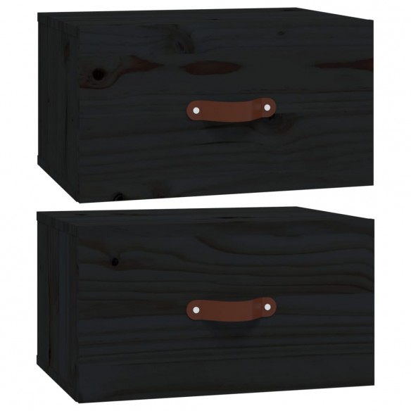 Tables de chevet murales 2 pcs Noir 40x29,5x22 cm