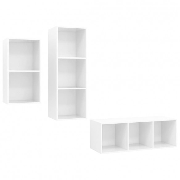 Ensemble de meuble TV 3 pcs Blanc brillant Aggloméré