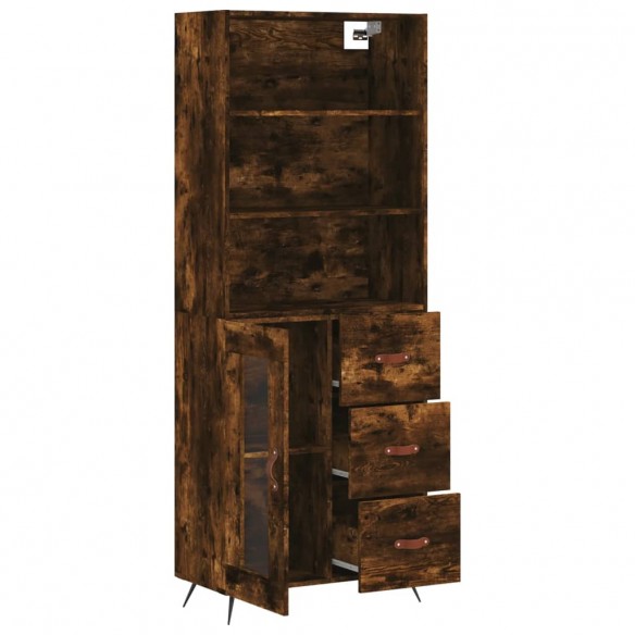 Buffet haut Chêne fumé 69,5x34x180 cm Bois d'ingénierie