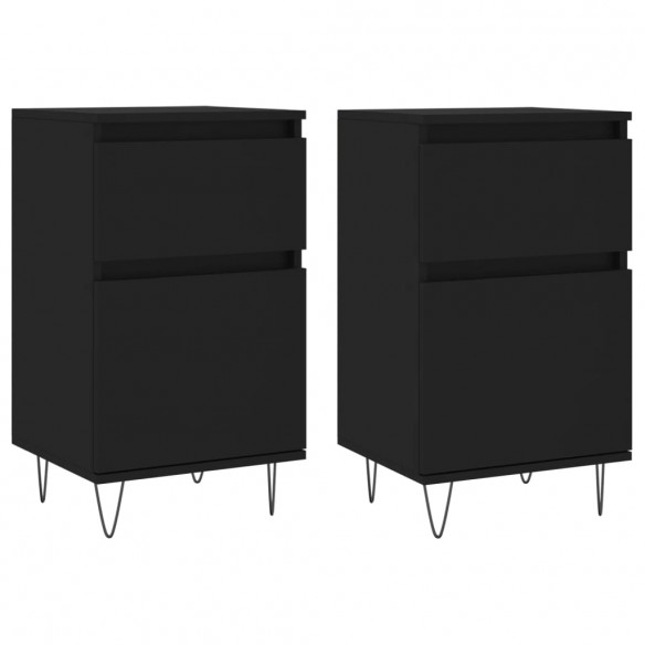 Buffets 2 pcs noir 40x35x70 cm bois d’ingénierie