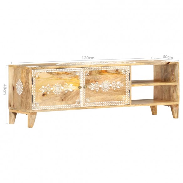 Meuble TV 120x30x40 cm Bois massif de manguier