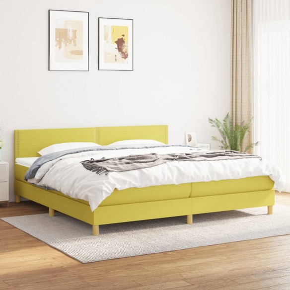 Cadre de lit avec matelas Vert 200x200 cm Tissu