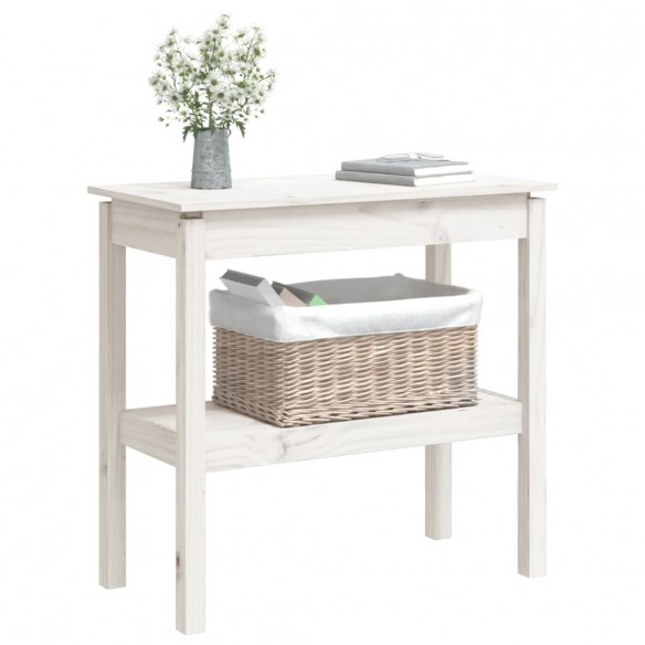 Table console Blanc 80x40x75 cm Bois de pin solide