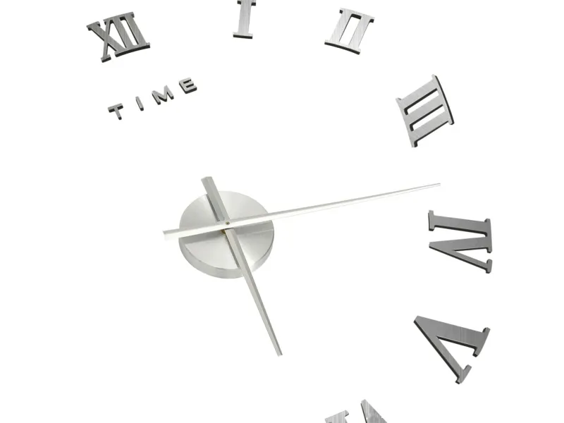 Horloge murale 3D Design moderne Argenté 100 cm XXL
