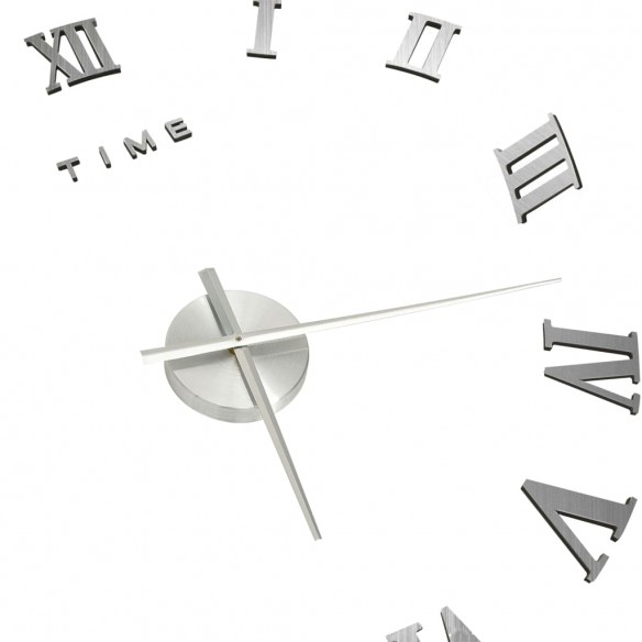 Horloge murale 3D Design moderne Argenté 100 cm XXL