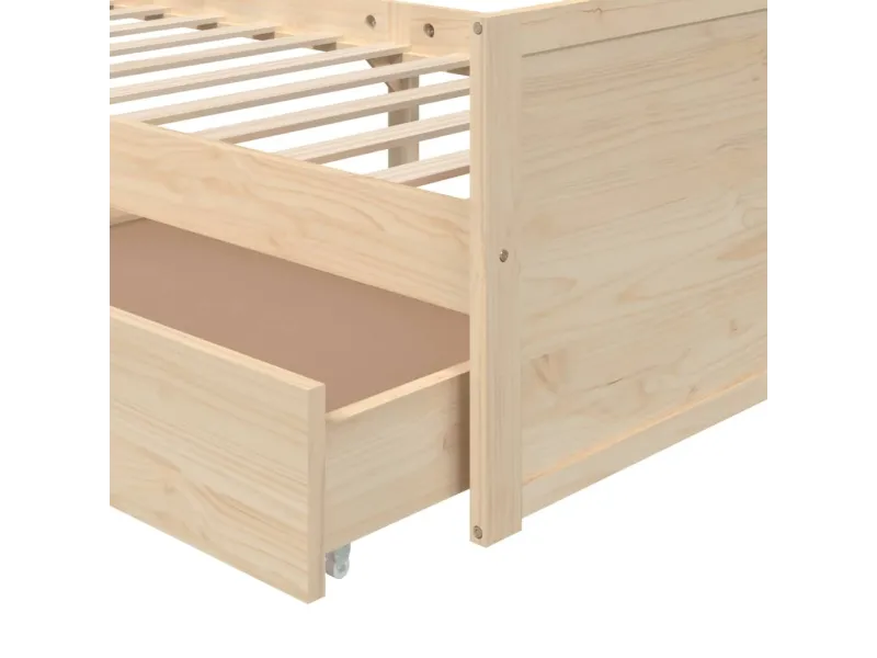Lit avec tiroirs Bois de pin massif 90x200 cm