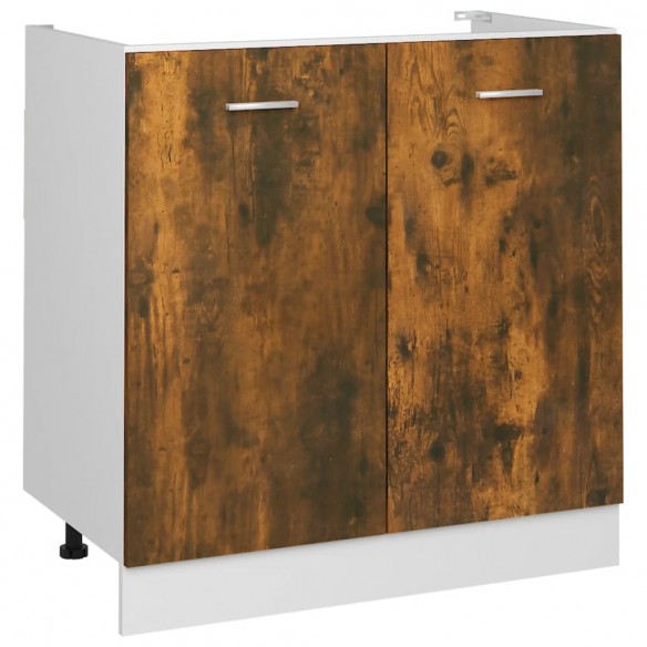 Armoire de plancher d'évier Chêne fumé 80x46x81,5 cm